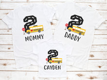 Load image into Gallery viewer, School Bus Wheels on the Bus Themed Birthday Party T-shirt for Boys