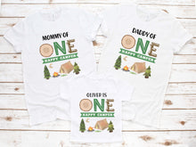 Load image into Gallery viewer, One Happy Camper Camping Themed 1st Birthday Party T-shirt for Boys