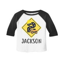 Load image into Gallery viewer, Construction Dump Truck Themed Birthday Party Raglan Shirt for Boys