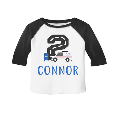 Mail Truck Post Office Themed Birthday Party Raglan Shirt for Boys