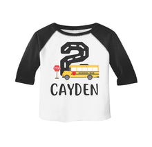 Load image into Gallery viewer, School Bus Wheels on the Bus Themed Birthday Party Raglan Shirt for Boys