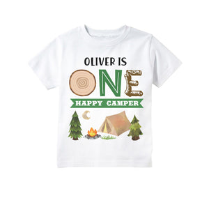 One Happy Camper Camping Themed 1st Birthday Party T-shirt for Boys