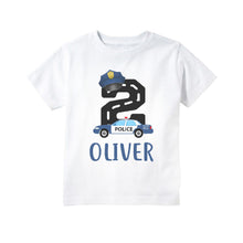 Load image into Gallery viewer, Policeman or Police Car Emergency Themed Birthday Party T-Shirt for Boys