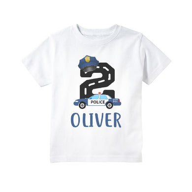 Policeman or Police Car Emergency Themed Birthday Party T-Shirt for Boys