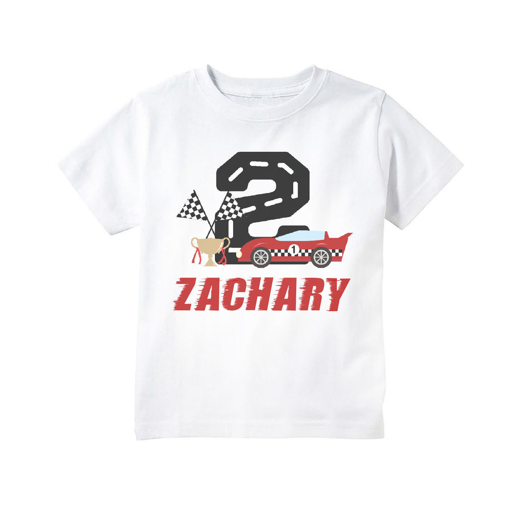 Race Car Themed Birthday Party T-shirt for Boys