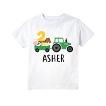 Load image into Gallery viewer, Green Tractor Farm Animals Themed Birthday Party T-Shirt for Boys