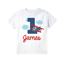 Load image into Gallery viewer, Vintage Airplane Time Flies Themed Birthday Party T-shirt for Boys