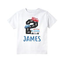 Load image into Gallery viewer, Emergency Vehicles Ambulance Themed Birthday Party T-shirt for Boys