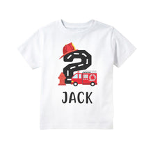 Load image into Gallery viewer, Fire Truck Fire Engine Themed Birthday Party T-shirt for Boys