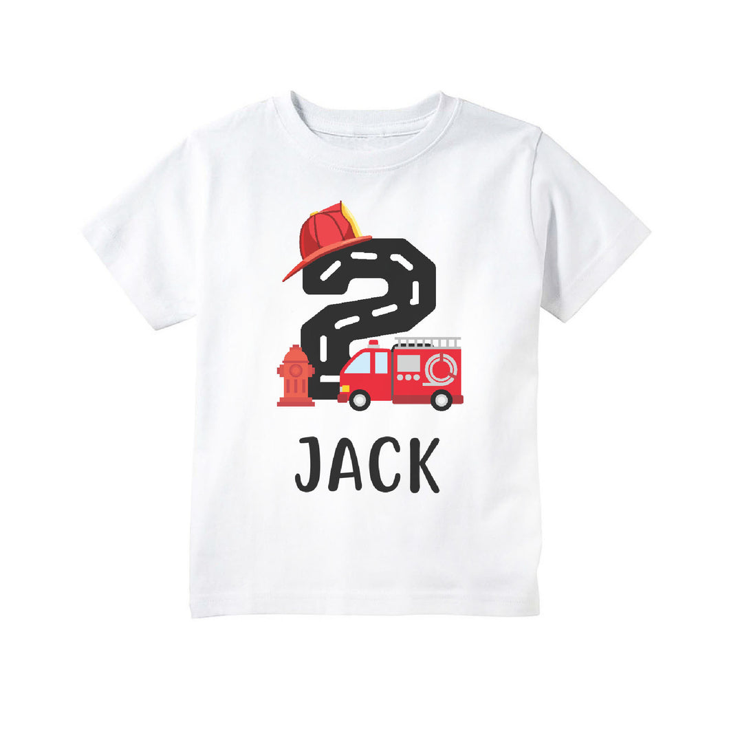 Fire Truck Fire Engine Themed Birthday Party T-shirt for Boys