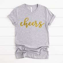 Load image into Gallery viewer, New Years Shirt for Women, Cheers Gold Glitter New Years Eve Tee
