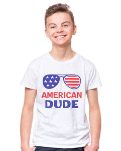 4th of July American Dude Patriotic Flag Boys Shirt
