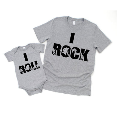 Set of 2 - Daddy and me Matching I Rock I Roll Shirt Set for Father Son