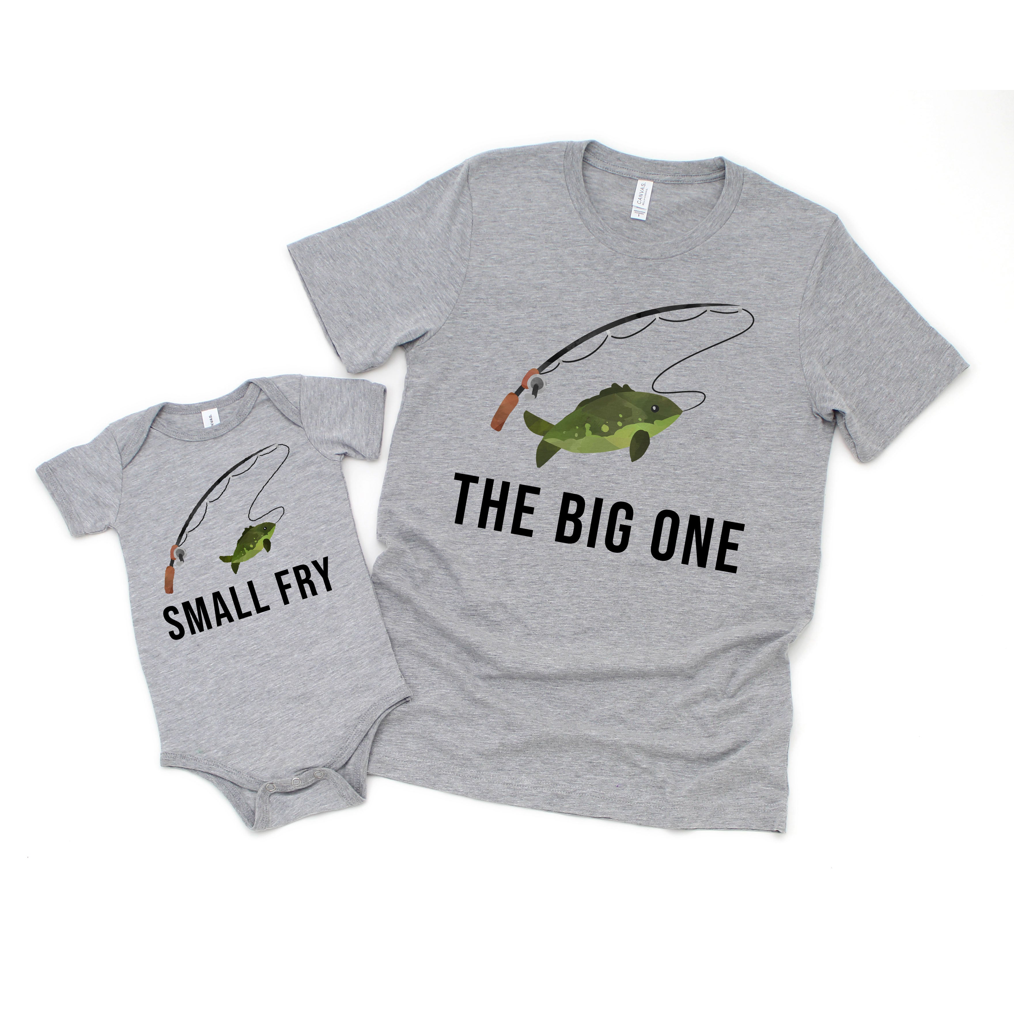 Set of 2 - Daddy and me Matching Big One Small Fry Fishing Shirt Set f –  Happy Lion Clothing