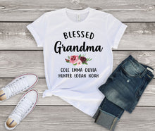 Load image into Gallery viewer, Blessed Grandma Gift shirt for Grandmother with Personalized Names of Grandchildren Grandkids