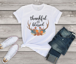 Thankful and Blessed Thanksgiving Fall Shirt for Women