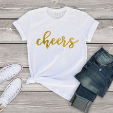 Load image into Gallery viewer, New Years Shirt for Women, Cheers Gold Glitter New Years Eve Tee