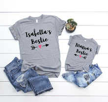 Load image into Gallery viewer, Set of 2 - Personalized Name Mama&#39;s Bestie Best Friend Matching Mommy and Me Outfit Shirt Set