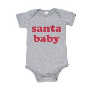 Santa Baby Christmas Bodysuit Outfit for Baby Boys or Girls - gray