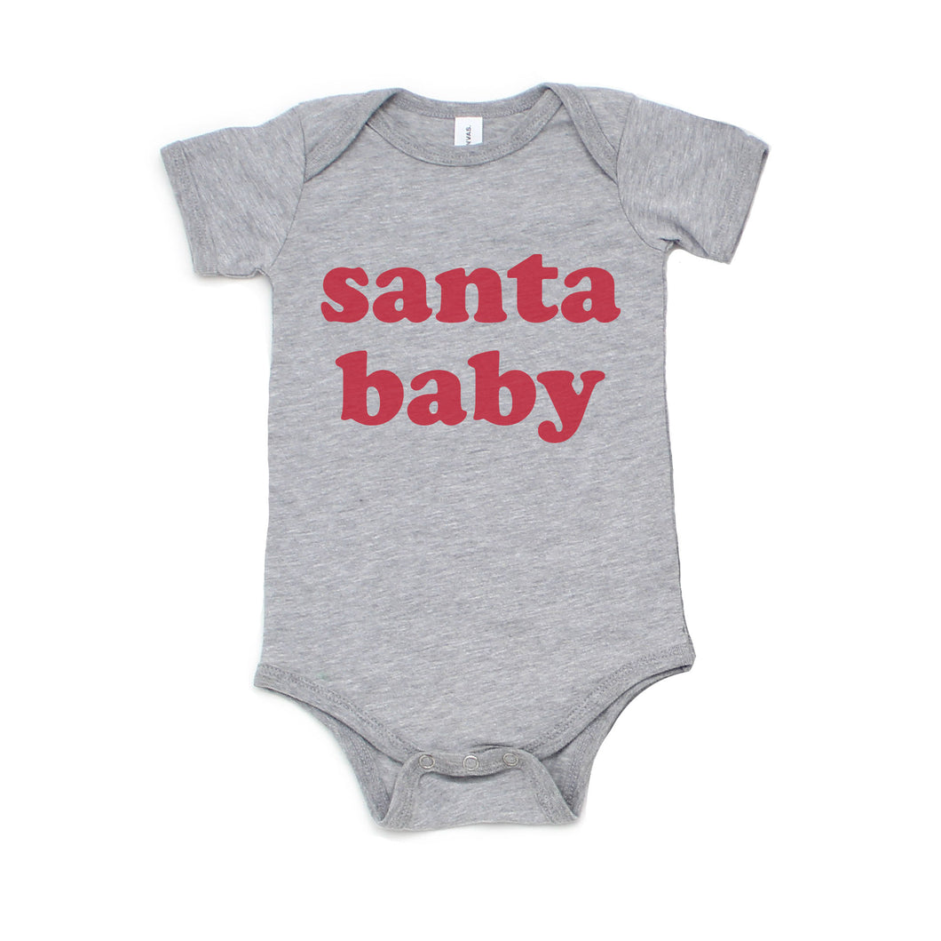 Santa Baby Christmas Bodysuit Outfit for Baby Boys or Girls - gray