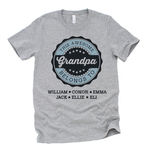 Awesome Grandpa Gift shirt for Grandfather with Personalized Names of Grandchildren Grandkids