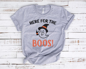 Funny Halloween Shirt for Women, Here for the Boos Halloween Party T Shirt