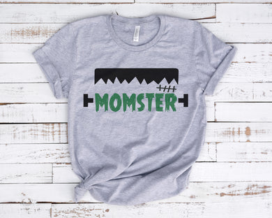 Momster Funny Halloween Shirt for Mom, Frankenstein Monster Momster Tee for Women