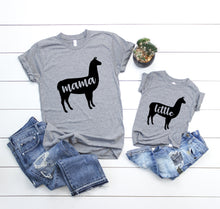 Load image into Gallery viewer, - Mama llama and little llama mommy and me matching outfit shirt set
