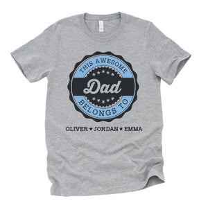 Awesome Dad Father's Day Gift shirt for Father with Personalized Names of Children Kids