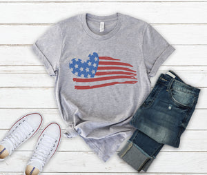 s 4th of July Patriotic Distressed American Flag Shirt for Women