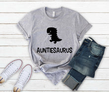 Load image into Gallery viewer, Aunt Shirt, Aunt Announcement T-shirt, Dinosaur Auntiesaurus Funny Aunt Gift
