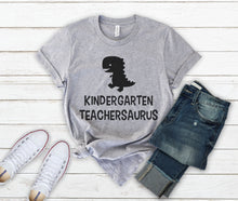 Load image into Gallery viewer, Teacher Shirt, Funny Back to School Teachersaurus Dinosaur Gift Shirt - Preschool, Kindergarten, 1st Grade