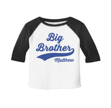 Load image into Gallery viewer, Big Brother Announcement Personalized Baseball Theme Raglan Shirt for Toddler Boys