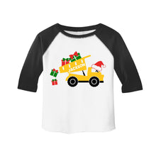 Load image into Gallery viewer, Toddler Boys Christmas Personalized Raglan Shirt - Construction Dump Truck Christmas Outfit for Boys