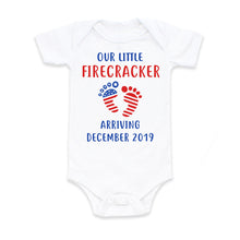 Load image into Gallery viewer, 4th of July Pregnancy Announcement Custom Baby Onesie Little Firecracker