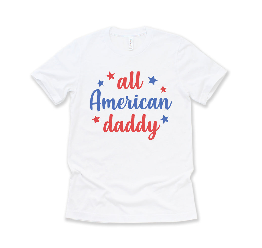 4th of July All American Daddy Patriotic Red White and Blue Shirt for Men