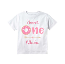 Load image into Gallery viewer, Donut 1st Birthday Party Sweet One Shirt or Bodysuit for Baby Girl