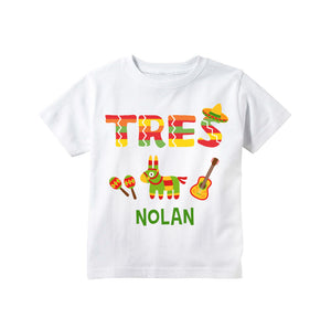 Mexican Fiesta Tres 3rd Birthday Party Personalized Shirt for Boys