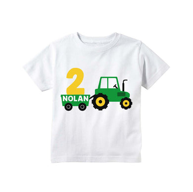 Tractor Birthday Shirt for Toddler Boys, Personalized Tractor Farm Barnyard Party Shirt