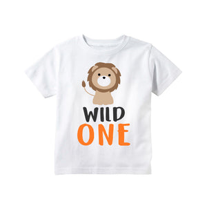 Wild One Lion Jungle Safari or Zoo First 1st Birthday T Shirt