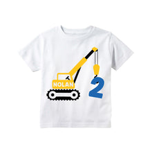 Load image into Gallery viewer, Construction Birthday Shirt with Crane for Toddler Boys 2nd 3rd - Personalized