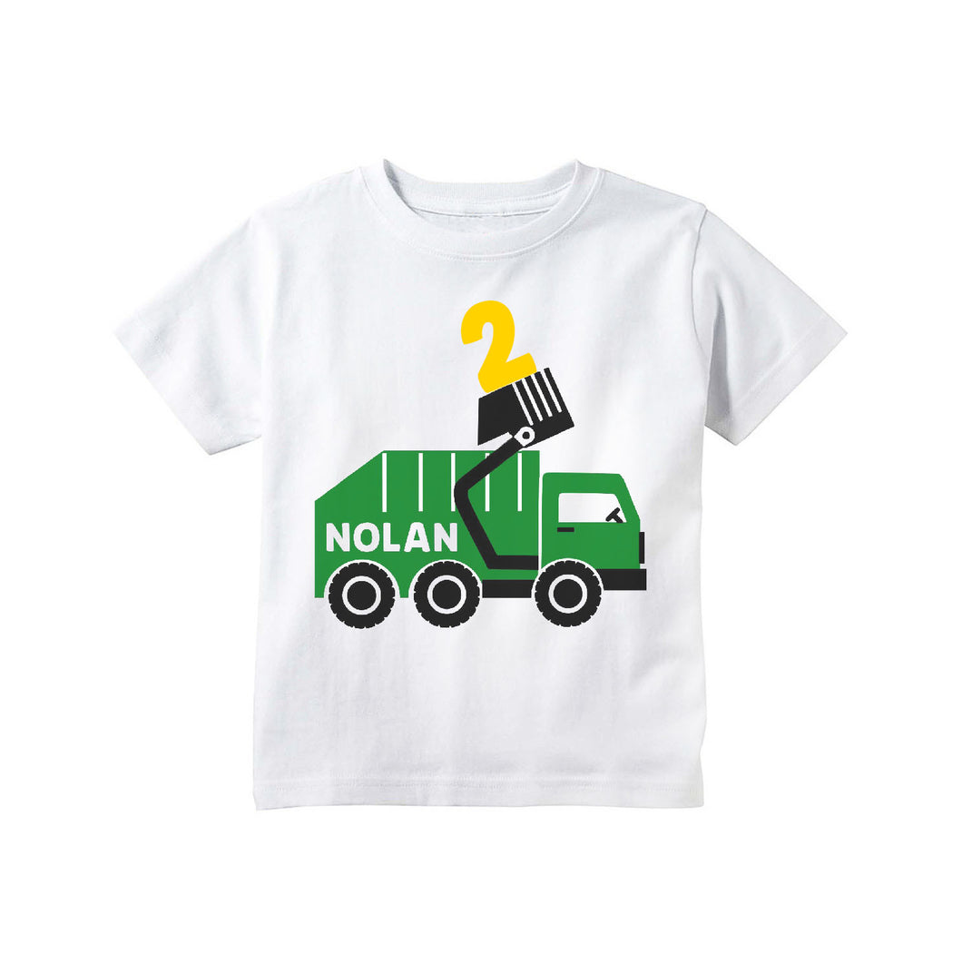 Toddler Boys Garbage Truck Trash Birthday Party Personalized T-shirt