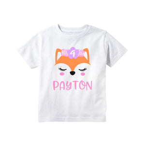 Fox Woodland Birthday Party Shirt for Girls - Custom Age and Name