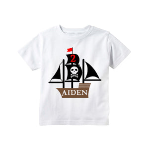Pirate Ship Personalized Birthday T - Shirt for Toddler Boys