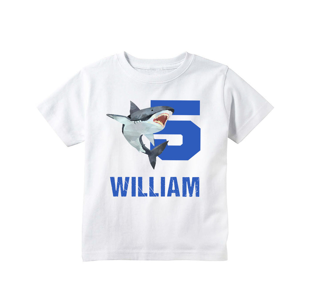Personalized Shark Birthday Party T-Shirt for Boys - Custom Age and Name