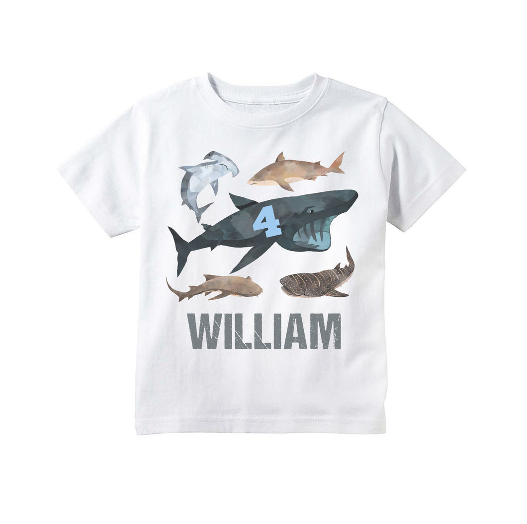 Shark Birthday Party Personalized T-Shirt for Boys - Assorted Sharks