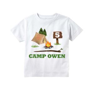 Camping Birthday Party Personalized Shirt for Toddler Boys