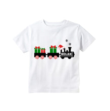 Load image into Gallery viewer, Christmas Shirt for Boys, Toddler and Baby Boys Christmas Holiday Train Personalized T-shirt