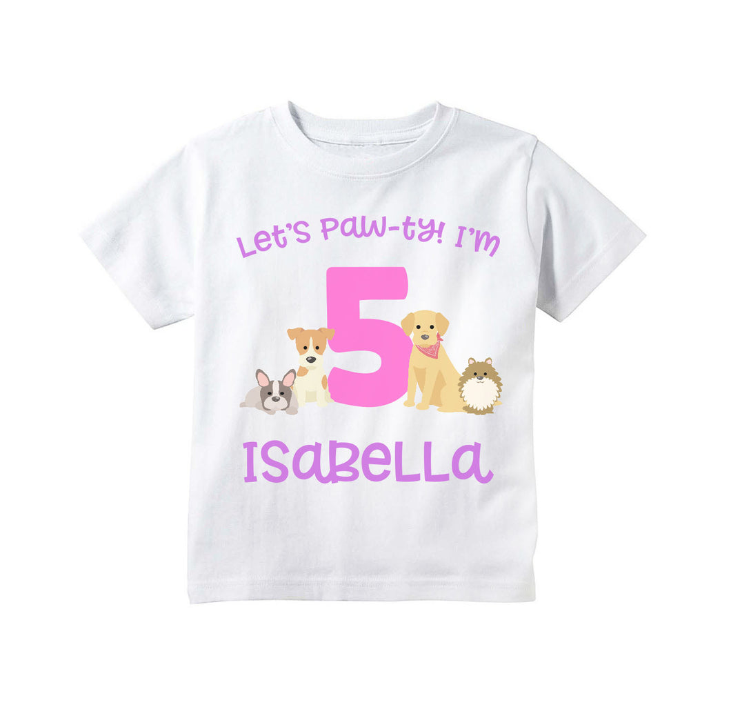 Puppy Dog Birthday Party Personalized Shirt for Toddler Girls