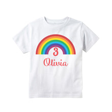 Load image into Gallery viewer, Rainbow Birthday Party Shirt for Girls T-shirt  - Custom Age and Name